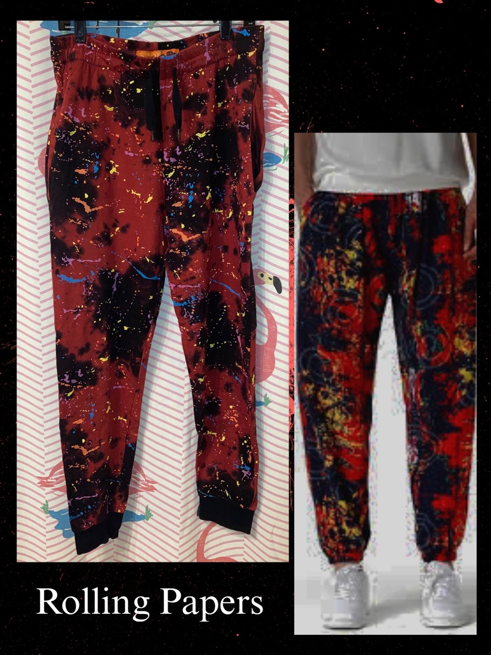 Like new!!!  Rolling Papers Men’s Red Paint-Splatter Joggers
